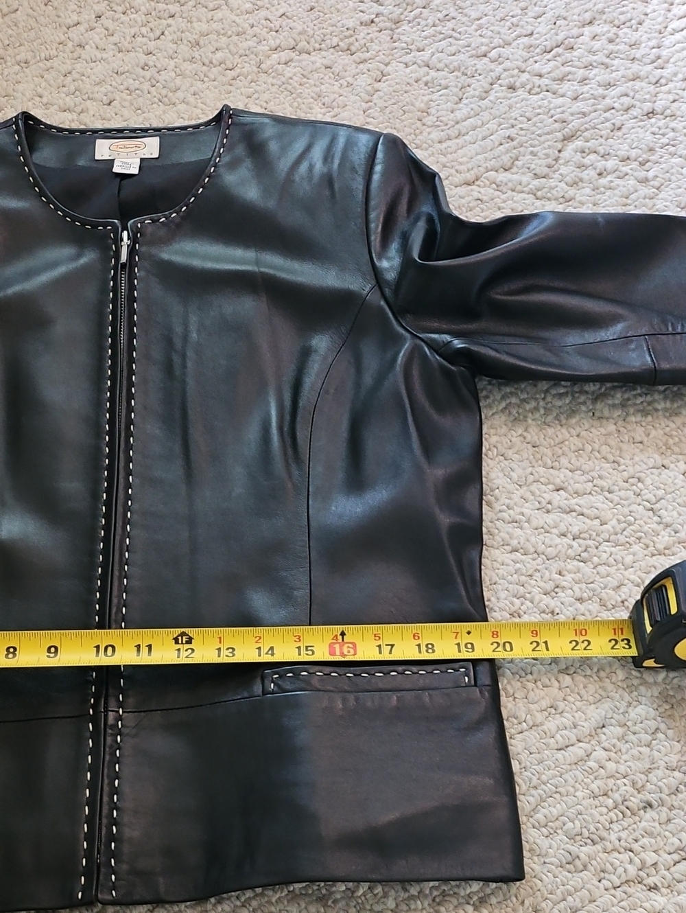 Talbots Black Butter Leather Jacket Women's Size 14 P - Picture 8 of 10